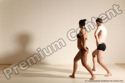 Swimsuit Woman - Man White Athletic Dancing Dynamic poses Academic